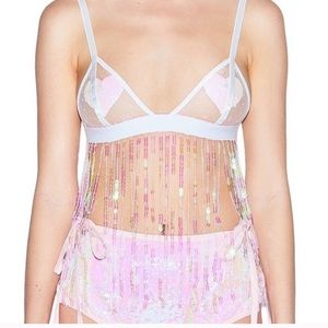 iheartraves sugar plum sequin fringe top